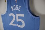 NBA 25 Rose Timberwolves 20-21 city Maillot bleu imprimé